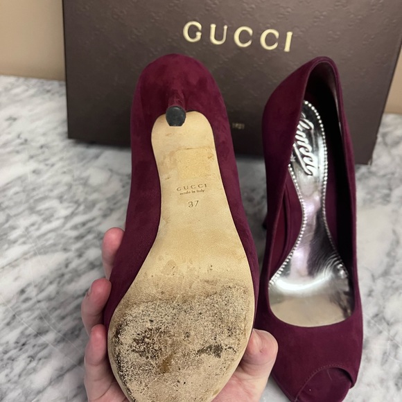EUC AUTHENTIC Maroon Gucci shoes suede fabric - Picture 5 of 9
